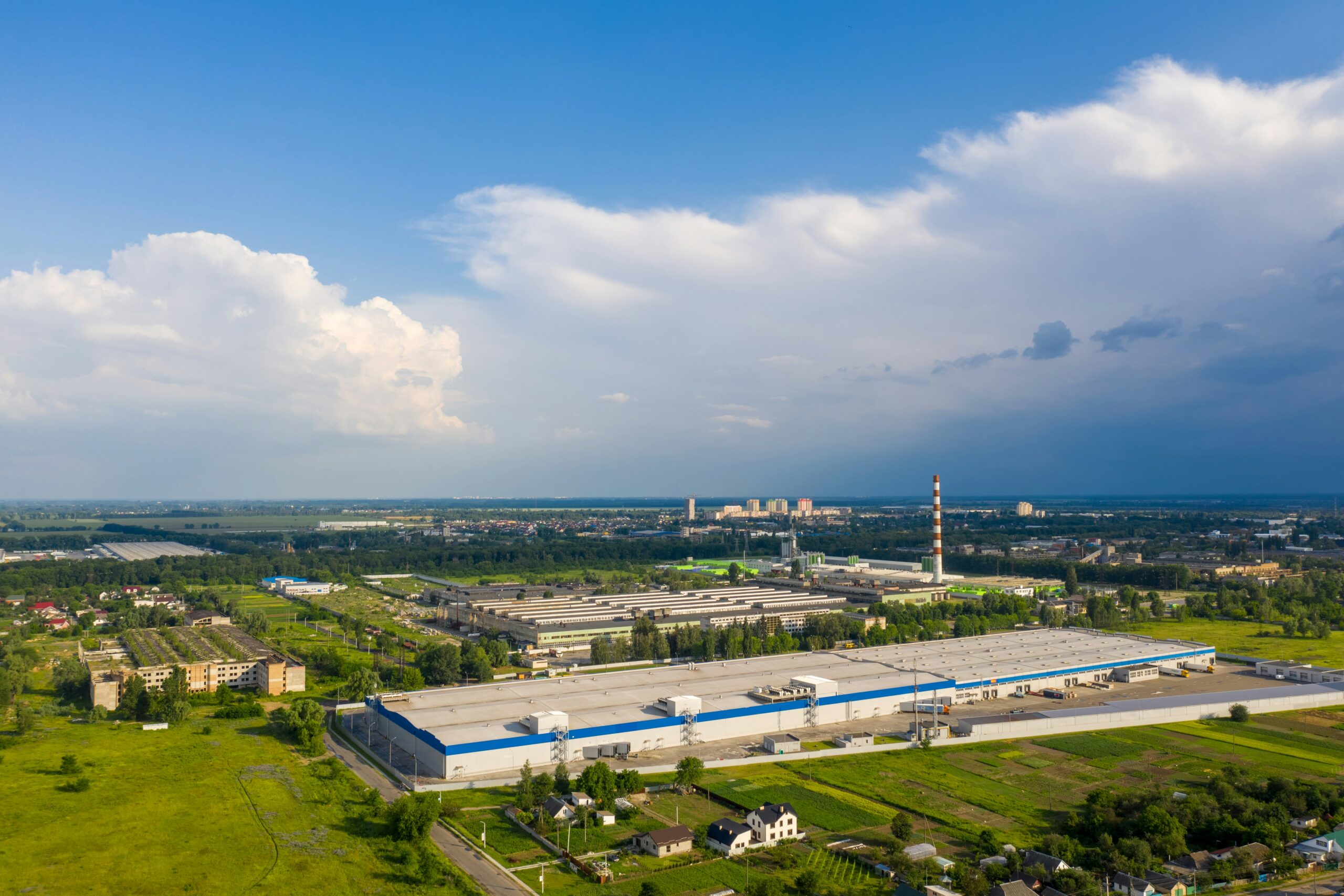 Aerial view of a manufacturing facility